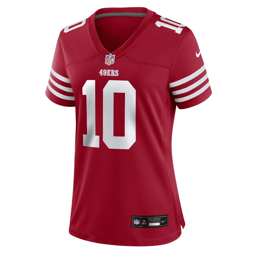 Mac Jones San Francisco 49ers Nike Women's Team Game Jersey - Scarlet Official NFL Team Apparel Football Fan Gear