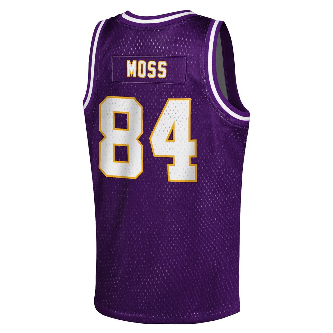 Randy Moss Minnesota Vikings Mitchell & Ness Youth Retired Player NFL Basketball Fashion Jersey - Purple Official NFL Team Apparel Football Fan Gear
