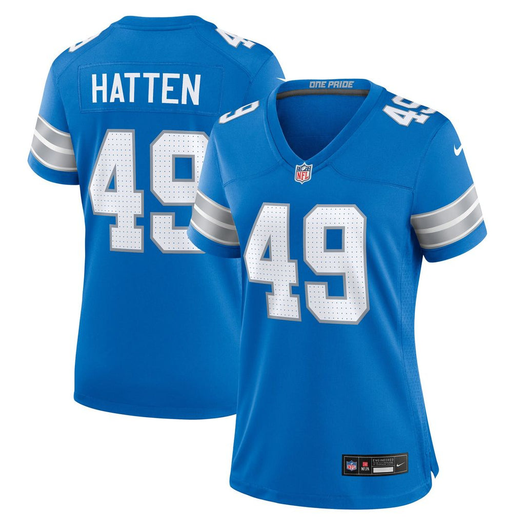 Hogan Hatten Detroit Lions Nike Women's Game Jersey - Blue Official NFL Team Hat Football Fan Cap