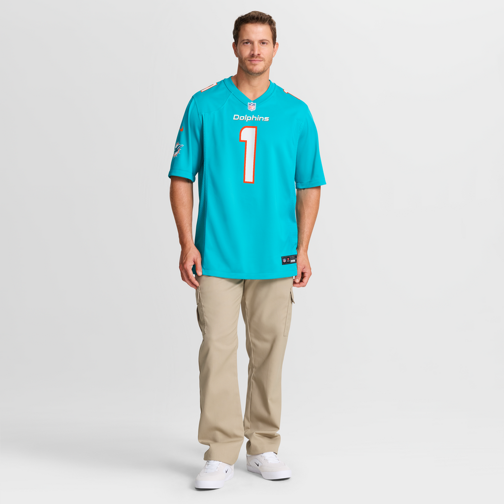 Number 1 Dad Miami Dolphins Nike Game Jersey - Aqua Official NFL Team Apparel Football Fan Gear