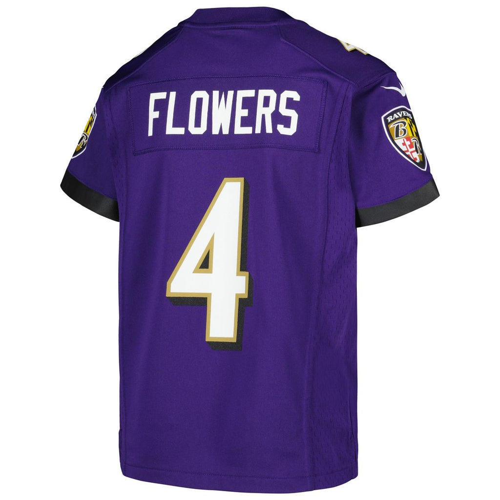 Zay Flowers Baltimore Ravens Nike Youth Game Jersey - Purple Official NFL Team Apparel Football Fan Gear