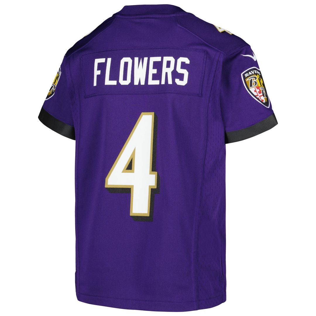 Zay Flowers Baltimore Ravens Nike Youth Game Jersey - Purple Official NFL Team Apparel Football Fan Gear