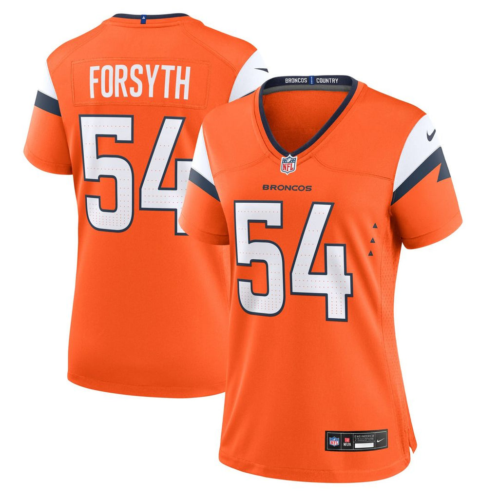Alex Forsyth Denver Broncos Nike Women's Team Game Jersey - Orange Official NFL Team Apparel Football Fan Gear