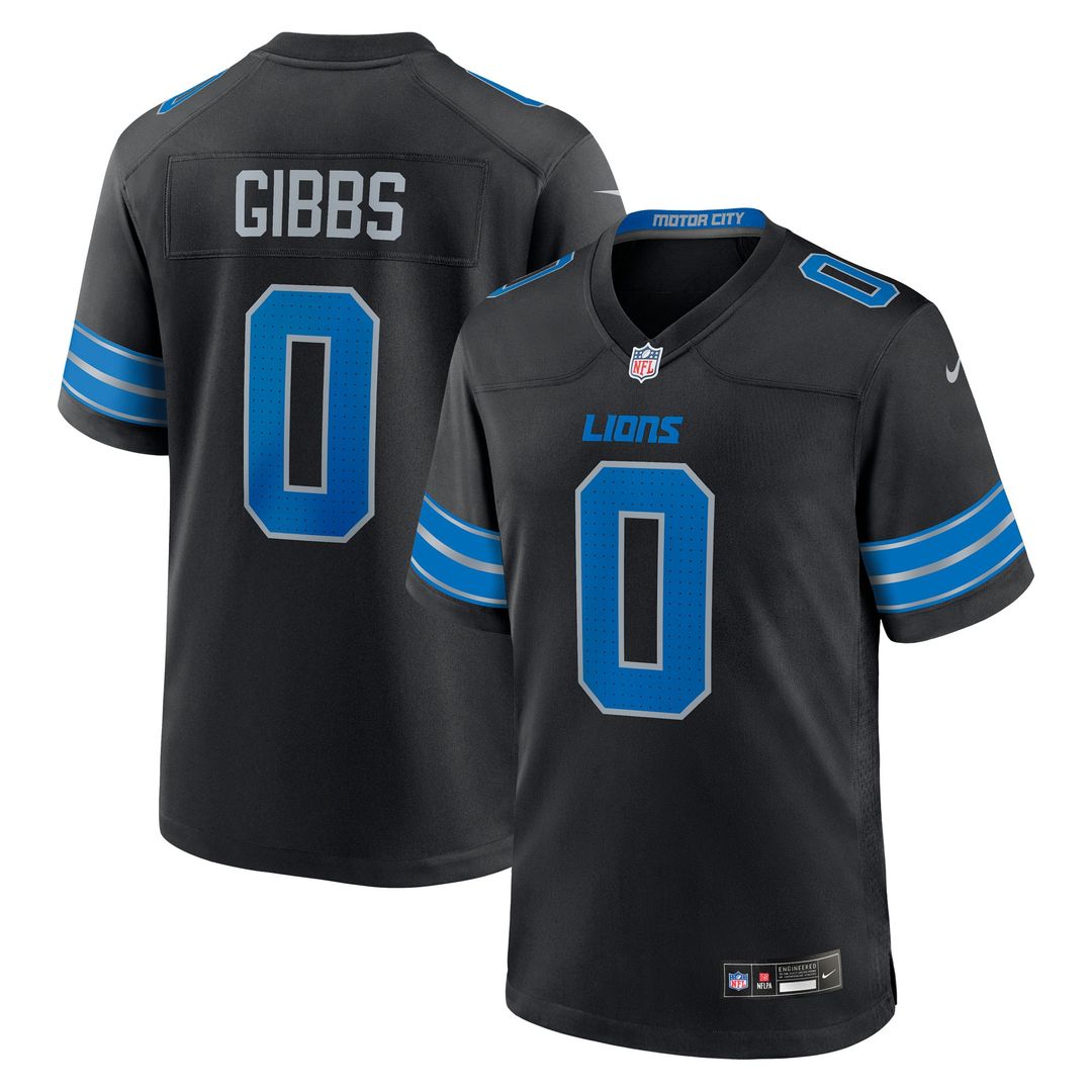 Jahmyr Gibbs Detroit Lions Nike 2nd Alternate Game Player Jersey - Black Official NFL Team Apparel Football Fan Gear