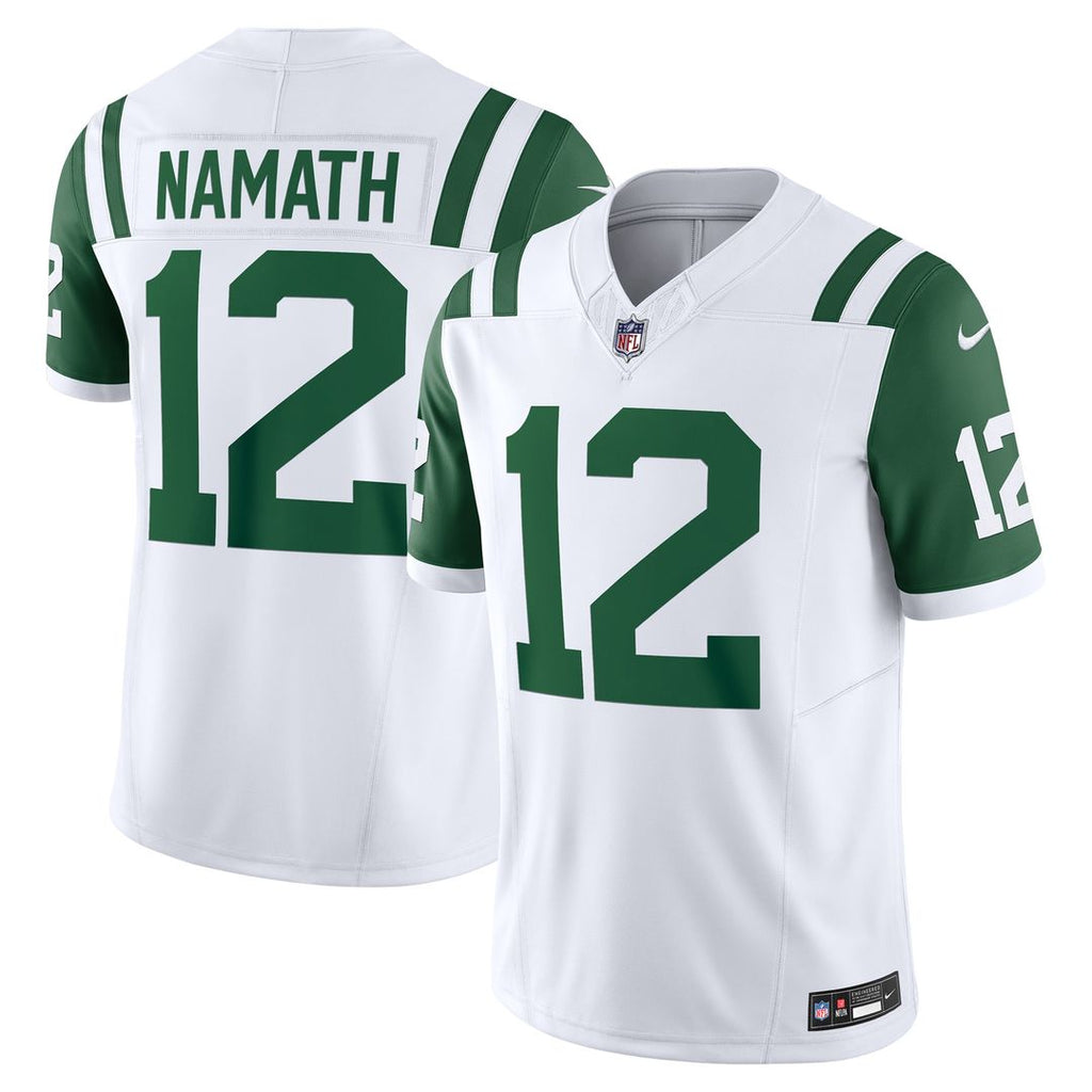 Joe Namath New York Jets Nike Classic Alternate Vapor F.U.S.E. Retired Player Limited Jersey - White Official NFL Team Apparel Football Fan Gear