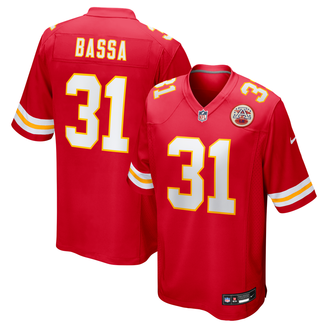 Jeffrey Bassa Kansas City Chiefs Nike Team Game Jersey - Red Official NFL Team Apparel Football Fan Gear