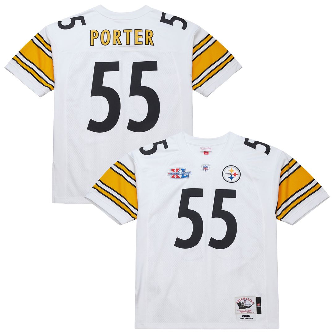 Joey Porter Pittsburgh Steelers Mitchell & Ness 2005 Authentic Throwback Retired Player Jersey - White Official NFL Team Apparel Football Fan Gear