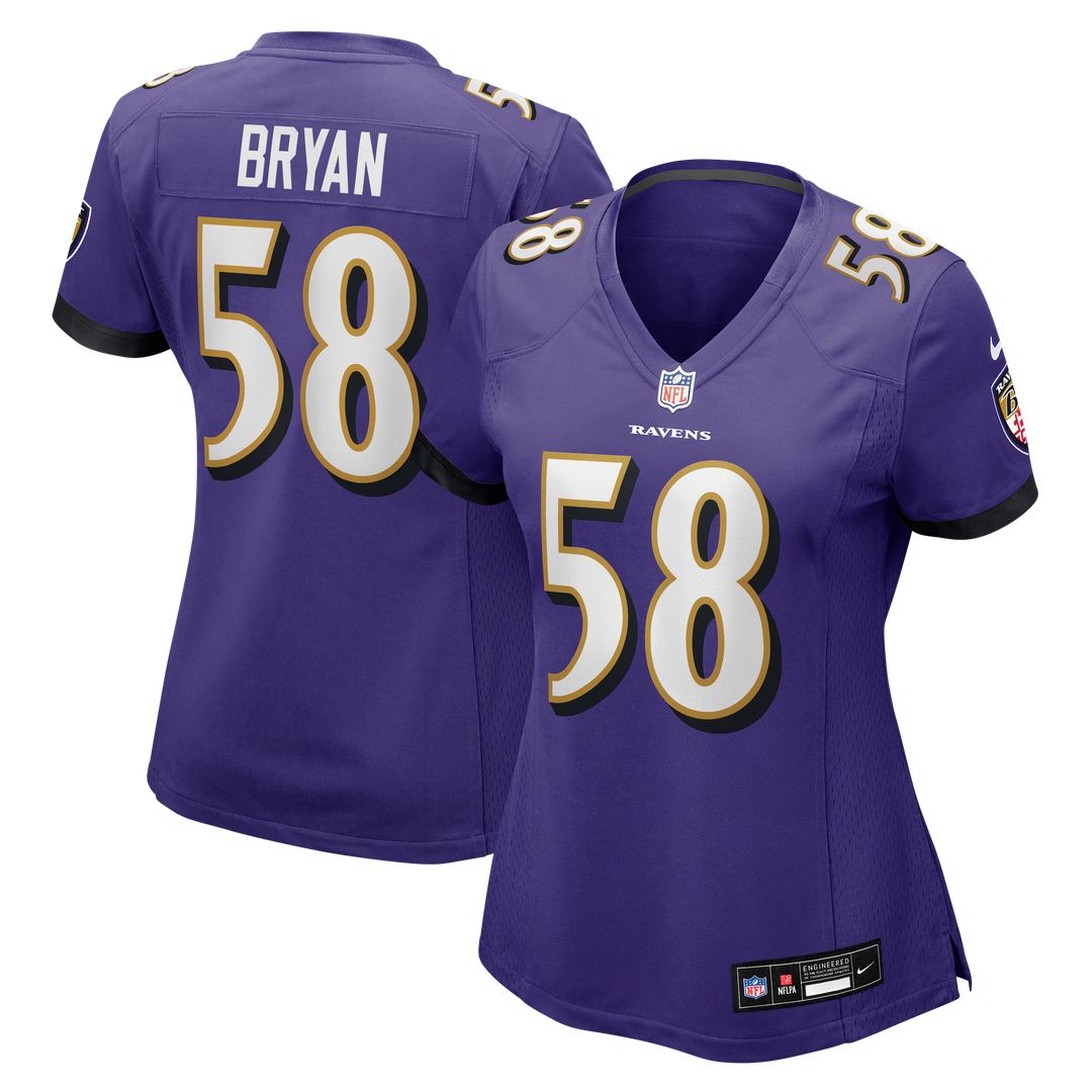 Taven Bryan Baltimore Ravens Nike Women's Team Game Jersey - Purple Official NFL Team Apparel Football Fan Gear