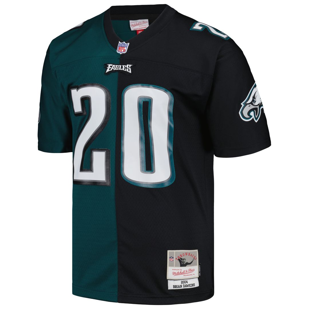 Brian Dawkins Philadelphia Eagles Mitchell & Ness 2004 Split Legacy Replica Jersey - Midnight Green/Black Official NFL Team Apparel Football Fan Gear