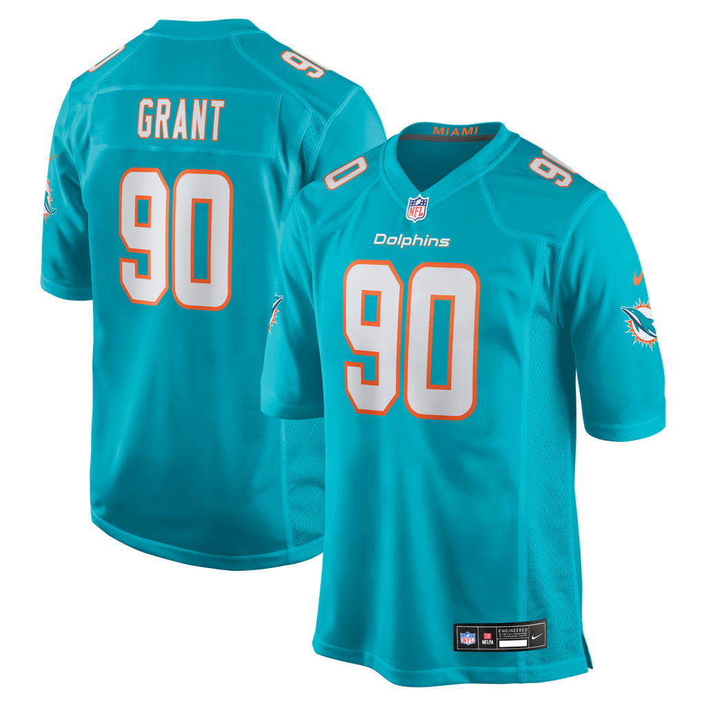 Kenneth Grant Miami Dolphins Nike Team Game Jersey - Aqua Official NFL Team Apparel Football Fan Gear
