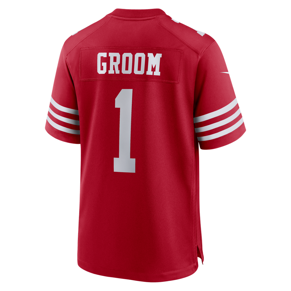 Number 1 Groom San Francisco 49ers Nike Game Jersey - Scarlet Official NFL Team Apparel Football Fan Gear