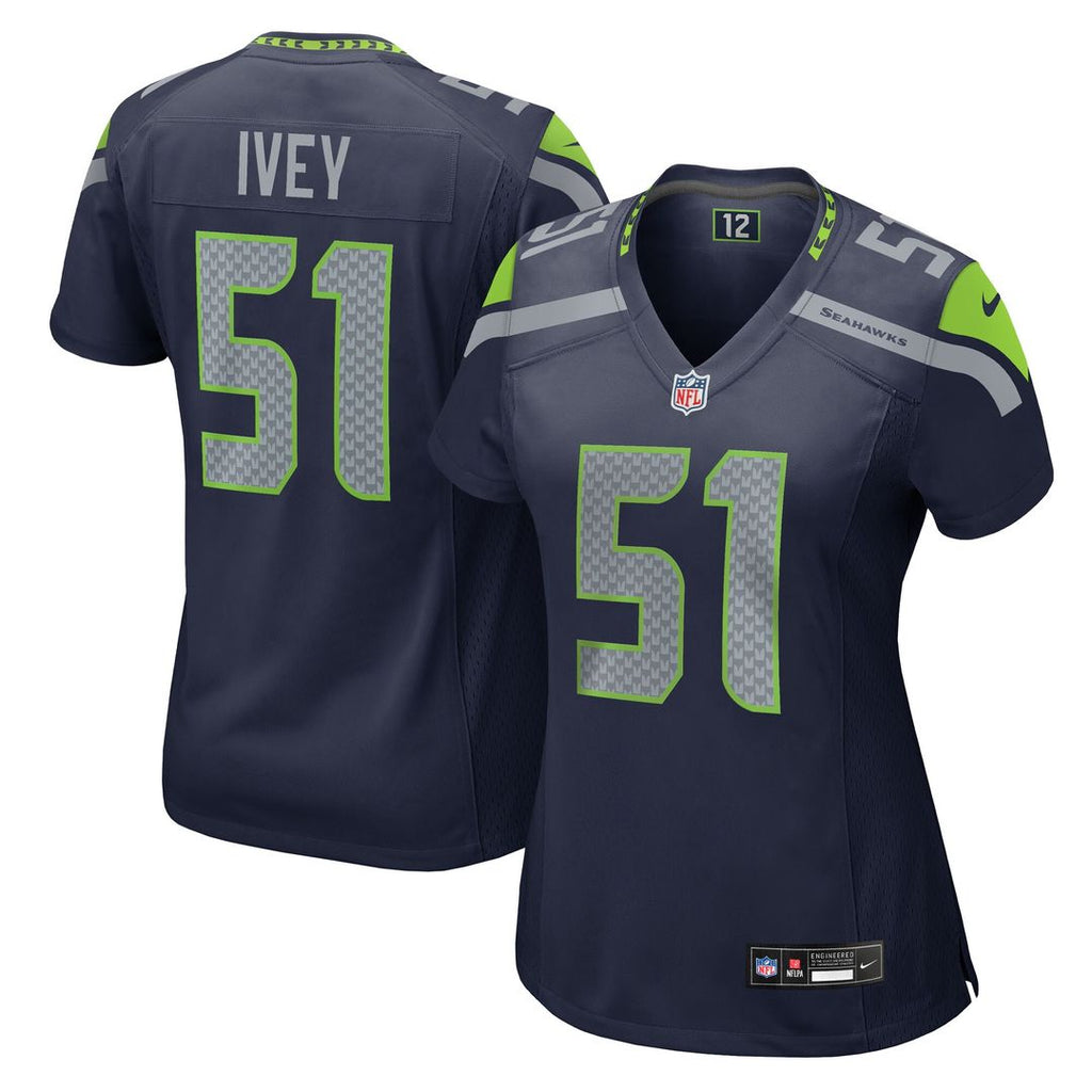 Jared Ivey Seattle Seahawks Nike Women's Team Game Jersey - College Navy Official NFL Team Apparel Football Fan Gear