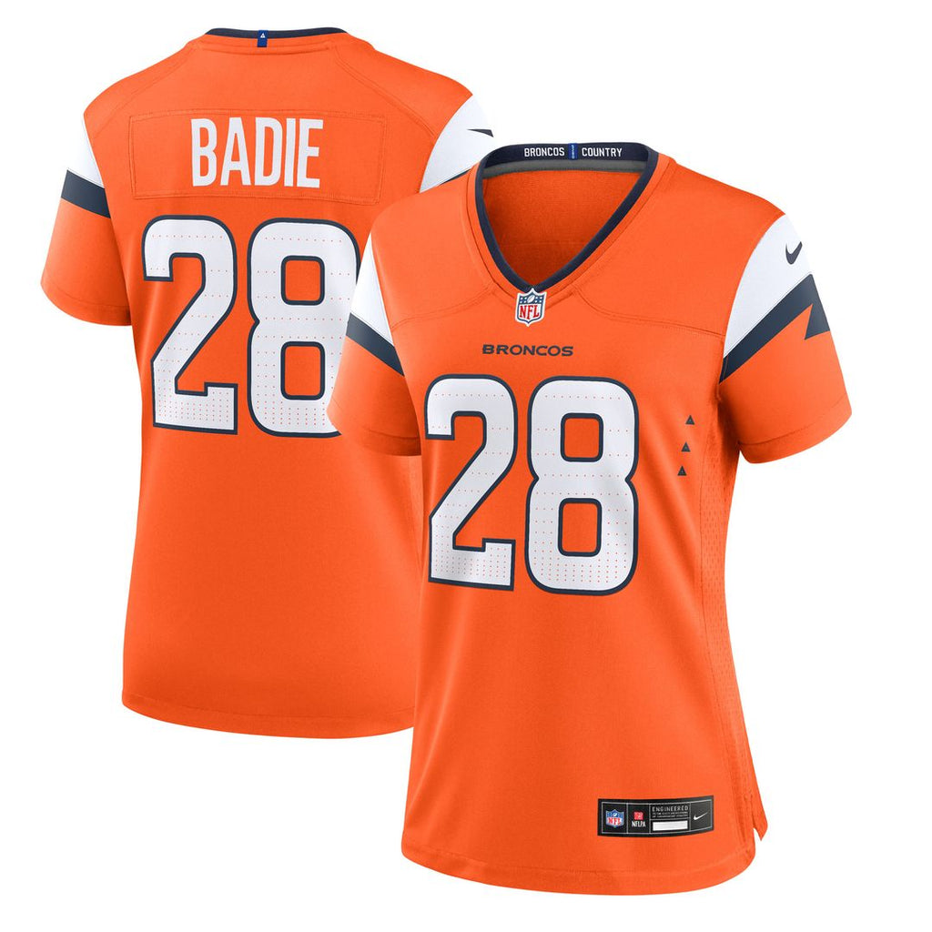 Tyler Badie Denver Broncos Nike Women's Team Game Jersey - Orange Official NFL Team Apparel Football Fan Gear