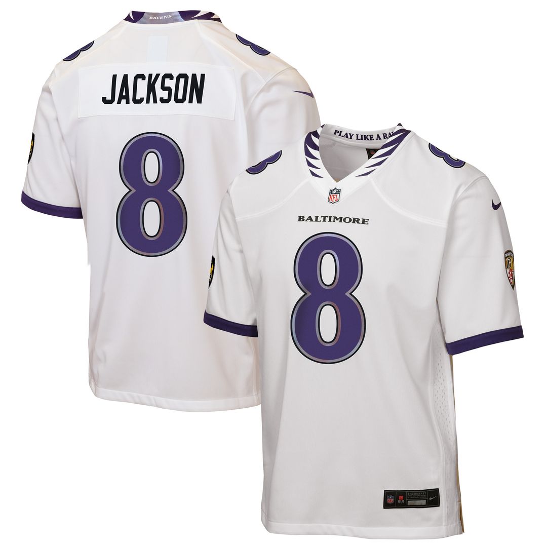 Lamar Jackson Baltimore Ravens Nike Youth Game Jersey - White Official NFL Team Apparel Football Fan Gear