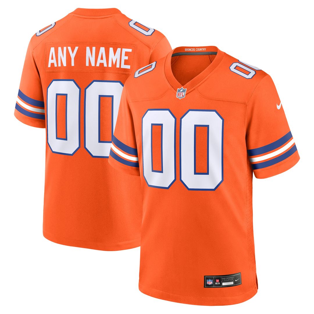 Denver Broncos Nike Mile High Collection 1977 Throwback Custom Game Jersey - Orange Official NFL Team Apparel Football Fan Gear