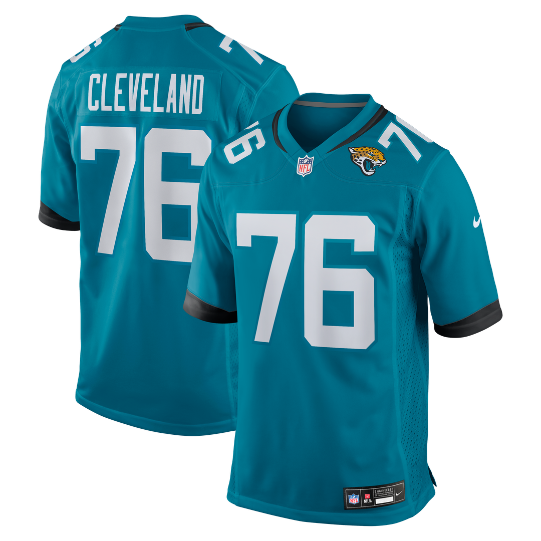 Ezra Cleveland Jacksonville Jaguars Nike Game Jersey - Teal Official NFL Team Apparel Football Fan Gear