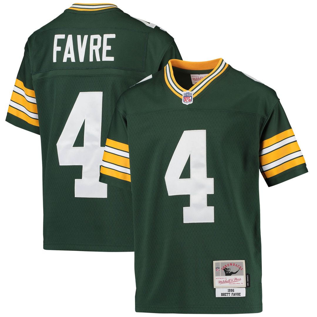 Brett Favre Green Bay Packers Mitchell & Ness Youth 1996 Retired Player Legacy Jersey - Green Official NFL Team Apparel Football Fan Gear