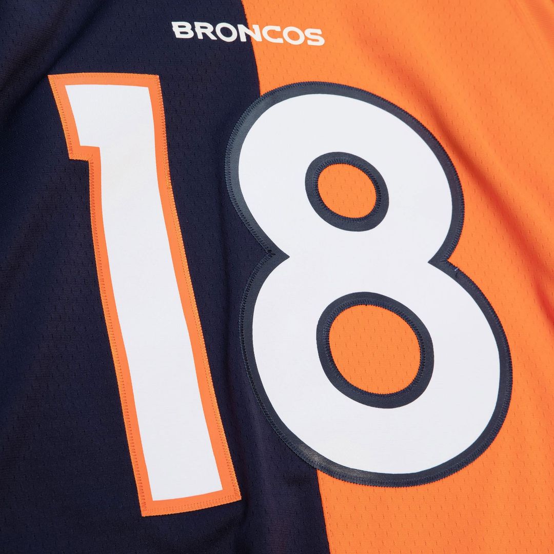 Peyton Manning Denver Broncos Mitchell & Ness 2015 Split Legacy Replica Jersey - Navy/Orange Official NFL Team Apparel Football Fan Gear