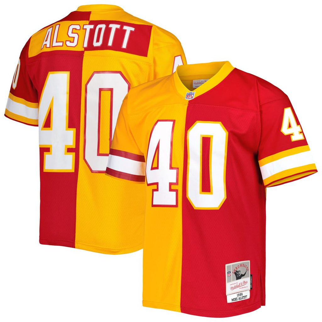 Mike Alstott Tampa Bay Buccaneers Mitchell & Ness 1996 Split Legacy Replica Jersey - Orange/Red Official NFL Team Apparel Football Fan Gear