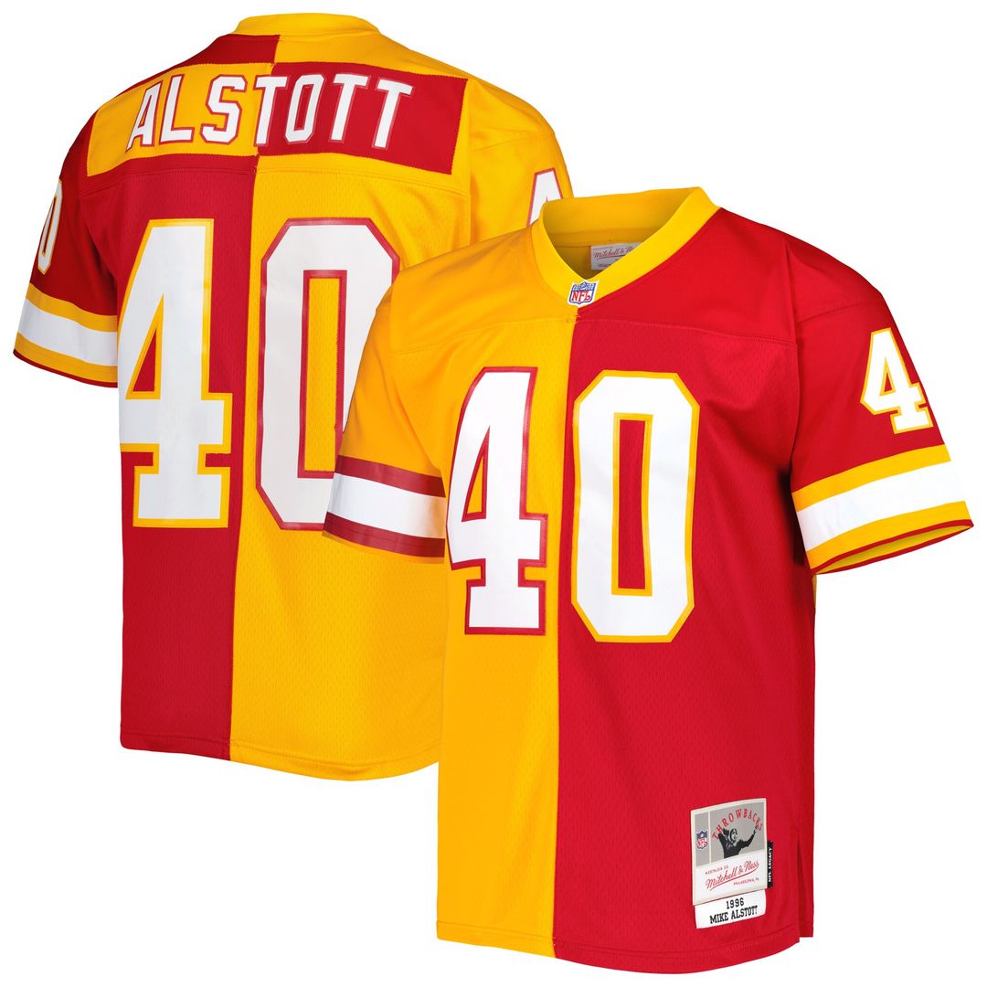 Mike Alstott Tampa Bay Buccaneers Mitchell & Ness 1996 Split Legacy Replica Jersey - Orange/Red Official NFL Team Apparel Football Fan Gear