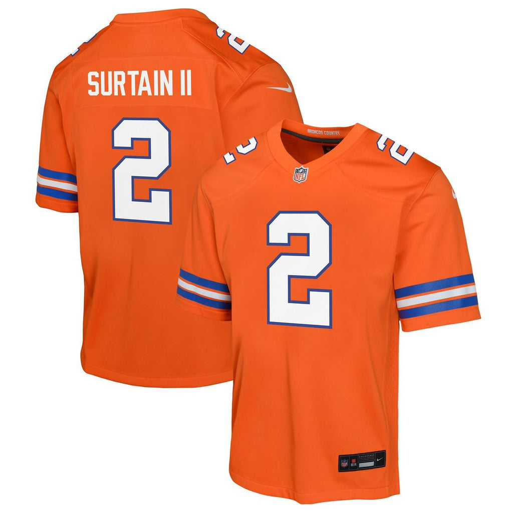 Patrick Surtain II Denver Broncos Nike Youth Game Jersey - Orange Official NFL Team Apparel Football Fan Gear