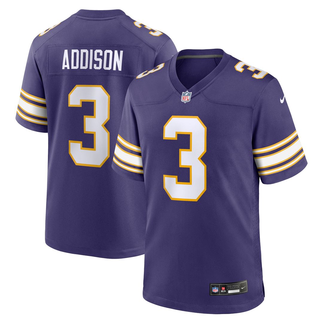 Jordan Addison Minnesota Vikings Nike Alternate Game Jersey - Purple Official NFL Team Apparel Football Fan Gear