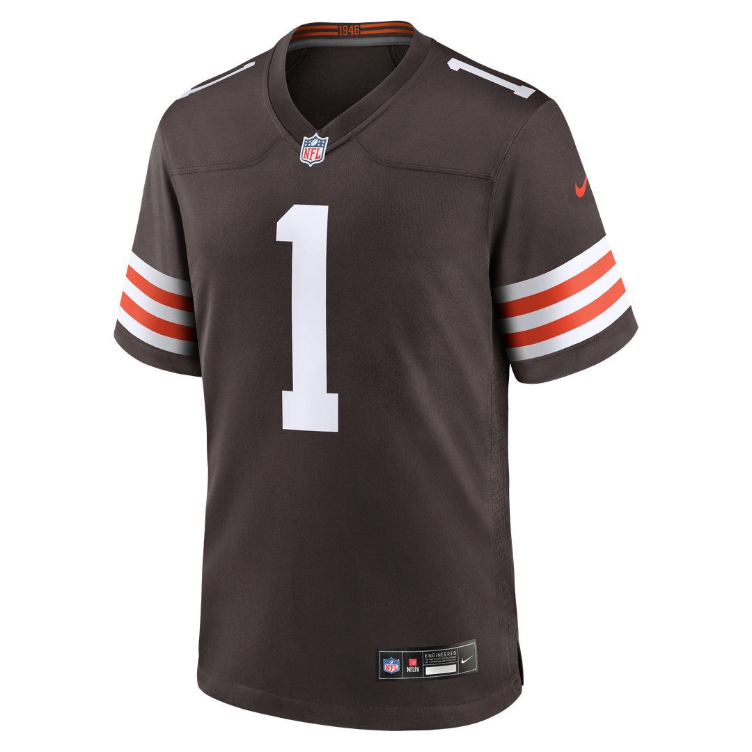 Number 1 Groom Cleveland Browns Nike Game Jersey - Brown Official NFL Team Apparel Football Fan Gear