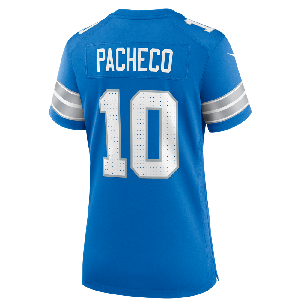 Isiah Pacheco Detroit Lions Nike Women's Team Game Jersey - Blue Official NFL Team Apparel Football Fan Gear