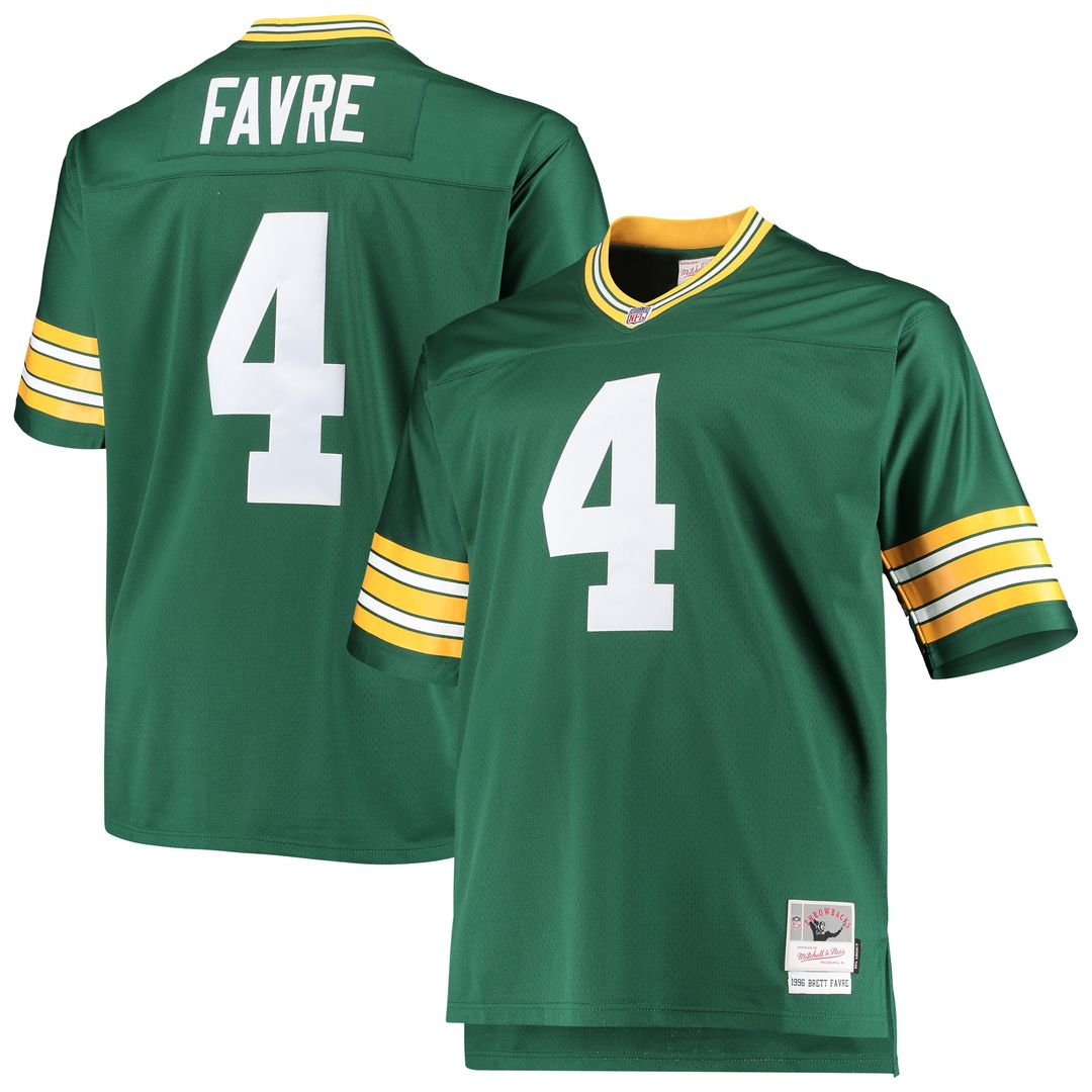Brett Favre Green Bay Packers Mitchell & Ness Big & Tall 1996 Retired Player Replica Jersey - Green Official NFL Team Apparel Football Fan Gear