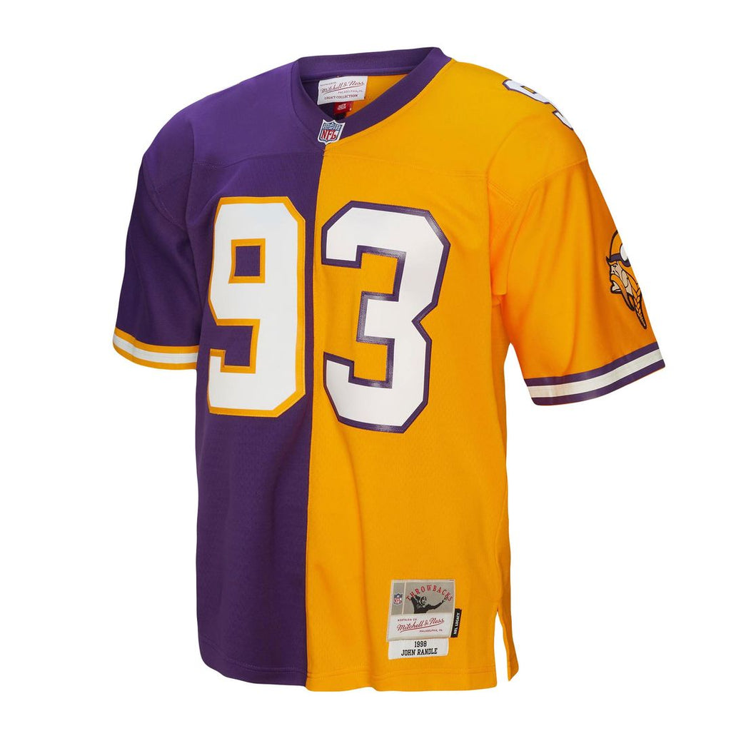 John Randle Minnesota Vikings Mitchell & Ness 1998 Split Legacy Replica Jersey - Purple/Gold Official NFL Team Apparel Football Fan Gear