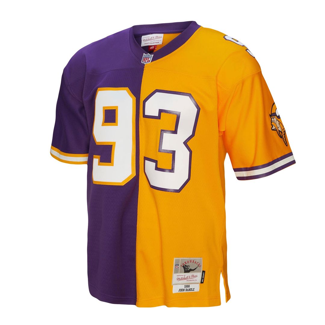 John Randle Minnesota Vikings Mitchell & Ness 1998 Split Legacy Replica Jersey - Purple/Gold Official NFL Team Apparel Football Fan Gear