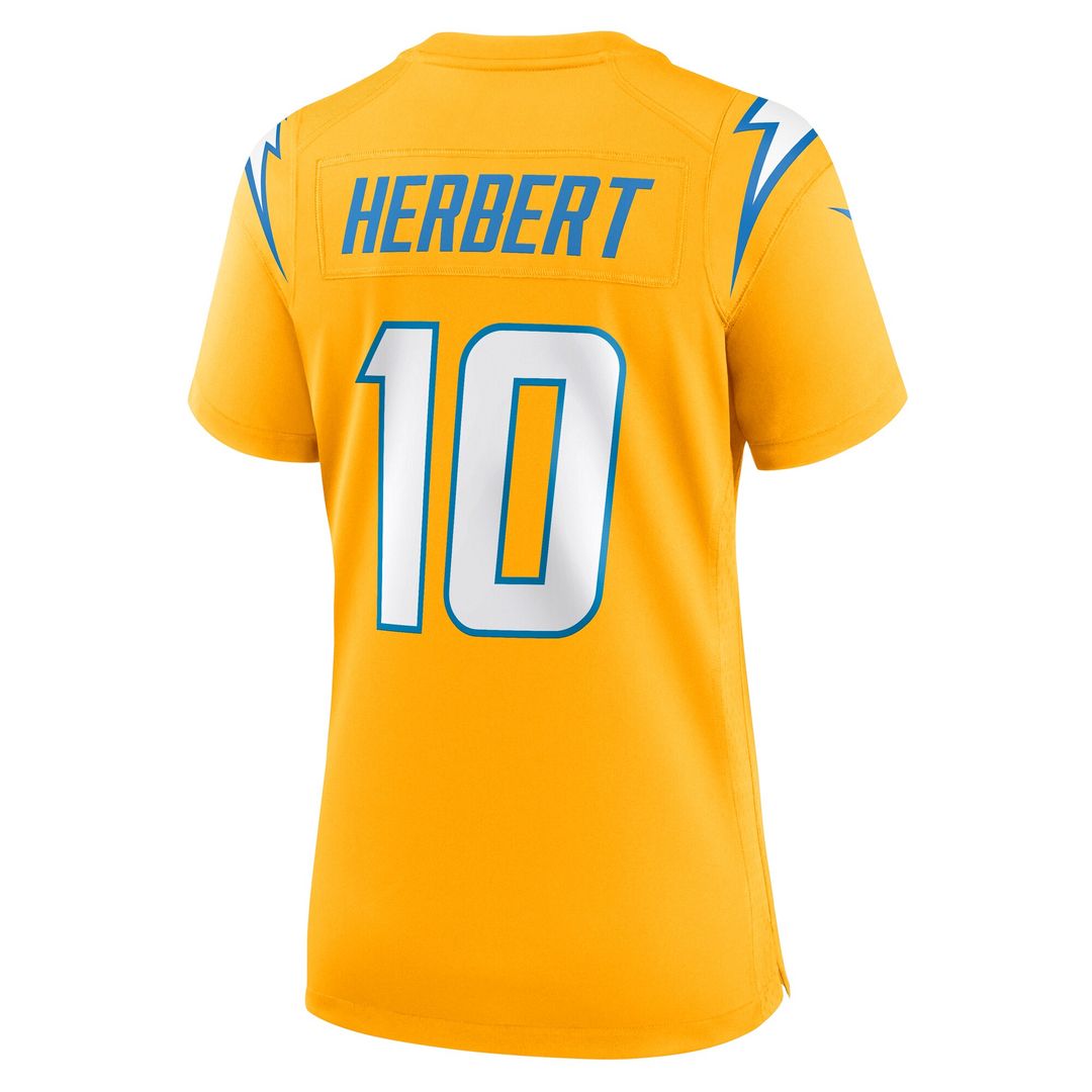 Justin Herbert Los Angeles Chargers Nike Women's Alternate Charger Power Game Jersey - Gold Official NFL Team Apparel Football Fan Gear