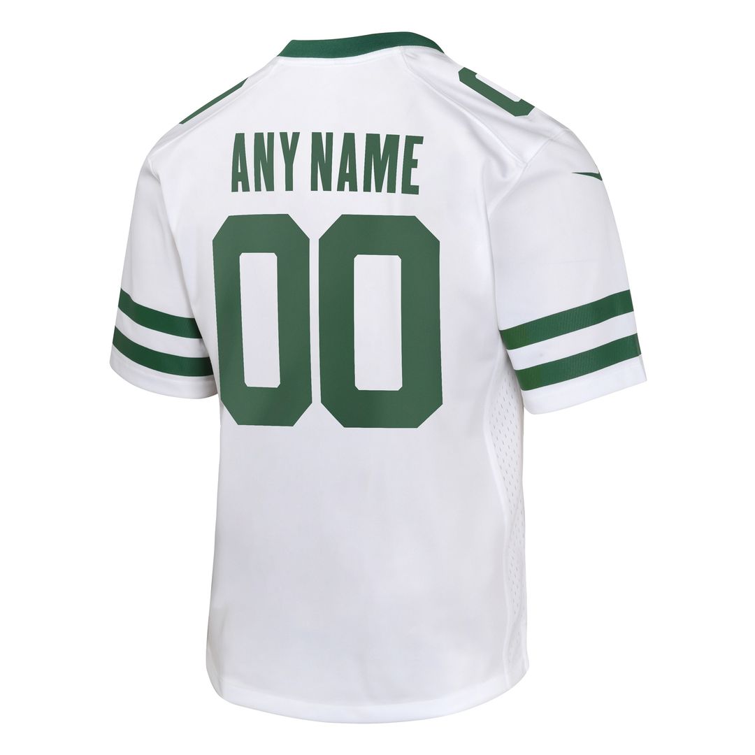 New York Jets Nike Youth Custom Game Jersey - Legacy White Official NFL Team Apparel Football Fan Gear