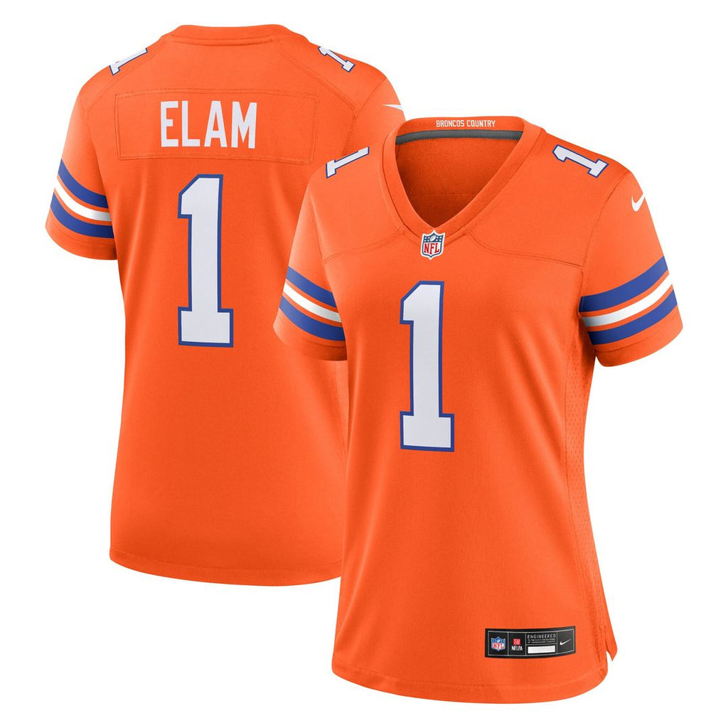 Jason Elam Denver Broncos Nike Women's Mile High Collection 1977 Throwback Retired Player Game Jersey - Orange Official NFL Team Apparel Football Fan