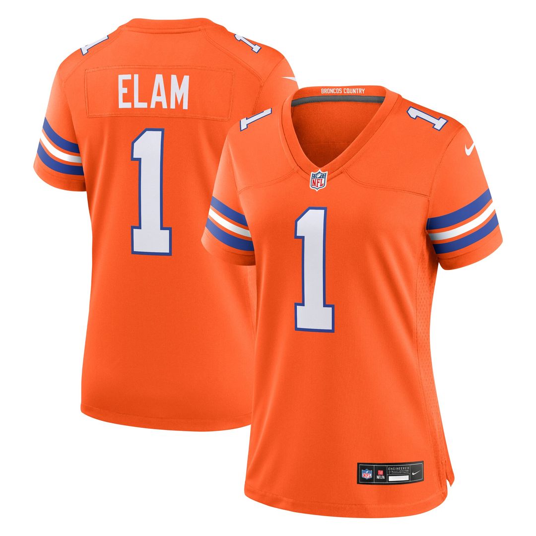 Jason Elam Denver Broncos Nike Women's Mile High Collection 1977 Throwback Retired Player Game Jersey - Orange Official NFL Team Apparel Football Fan