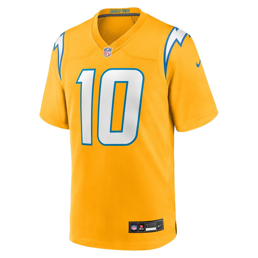 Justin Herbert Los Angeles Chargers Nike Youth Alternate Charger Power Game Player Jersey - Gold Official NFL Team Apparel Football Fan Gear