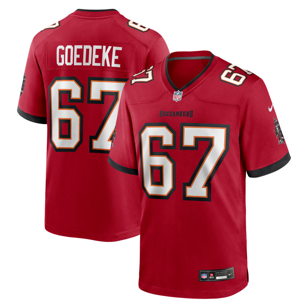 Luke Goedeke Tampa Bay Buccaneers Nike Game Player Jersey - Red Official NFL Team Apparel Football Fan Gear