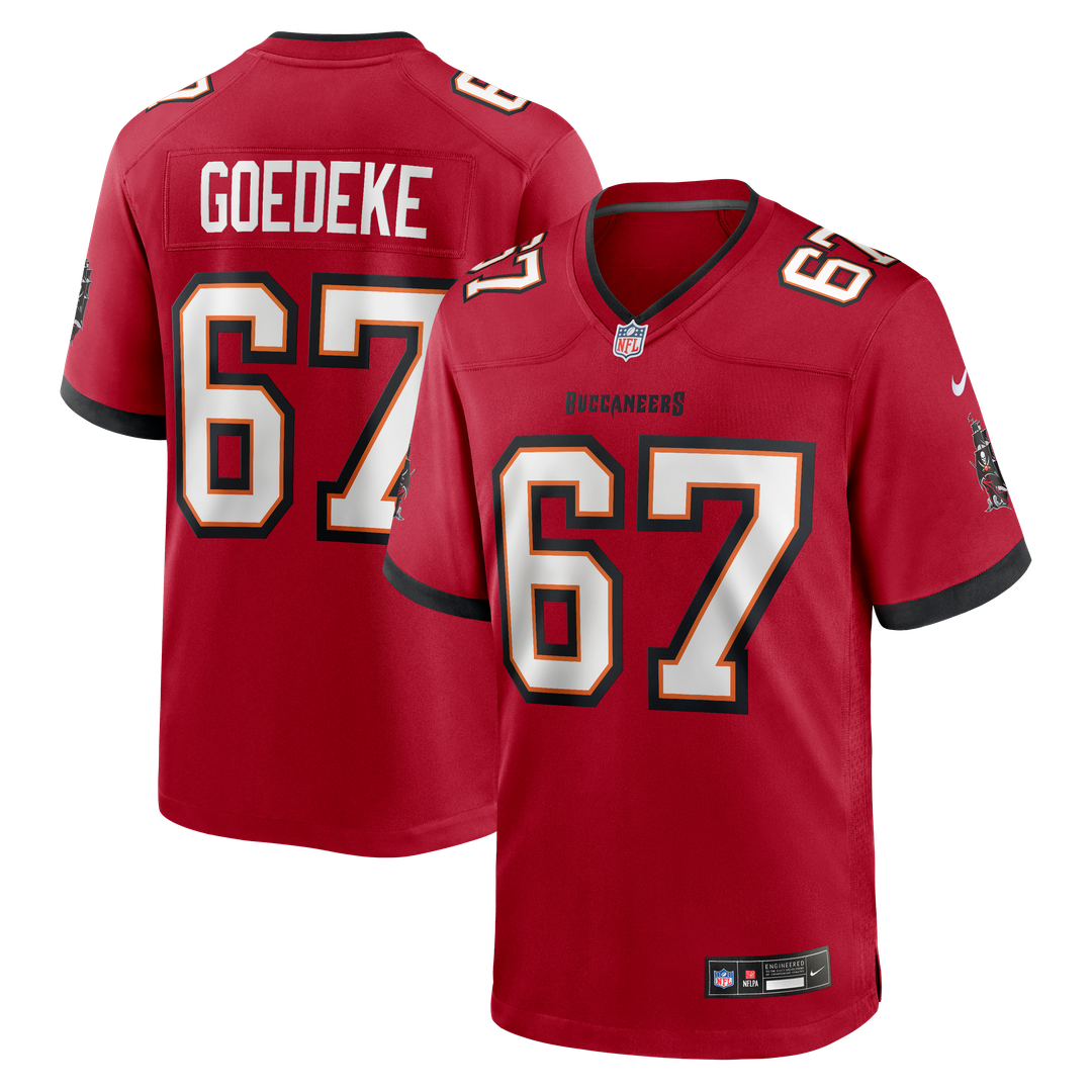 Luke Goedeke Tampa Bay Buccaneers Nike Game Player Jersey - Red Official NFL Team Apparel Football Fan Gear