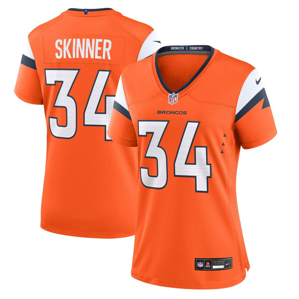 JL Skinner Denver Broncos Nike Women's Team Game Jersey - Orange Official NFL Team Apparel Football Fan Gear