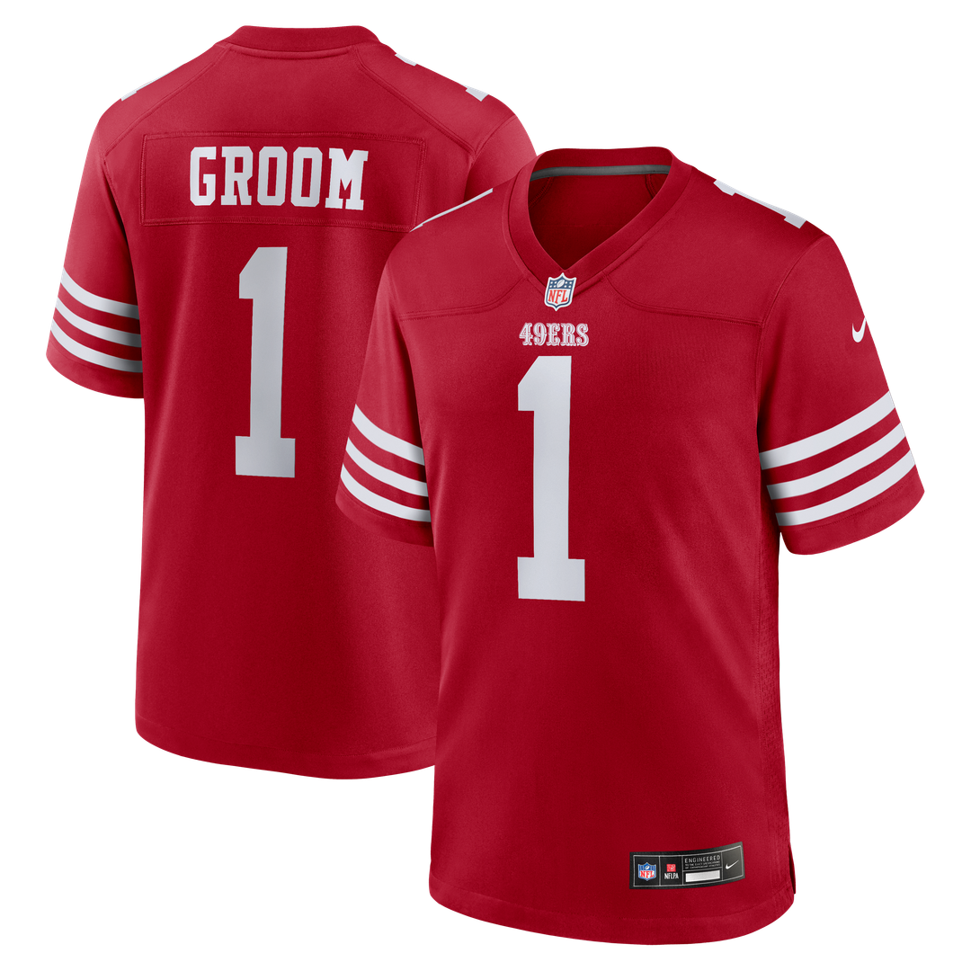 Number 1 Groom San Francisco 49ers Nike Game Jersey - Scarlet Official NFL Team Apparel Football Fan Gear