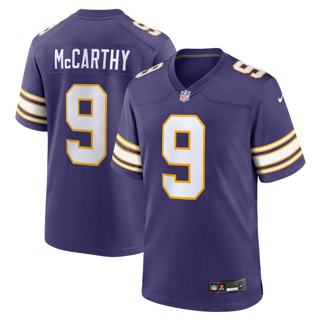 J.J. McCarthy Minnesota Vikings Nike 2nd Alternate Player Game Jersey - Purple Official NFL Team Apparel Football Fan Gear