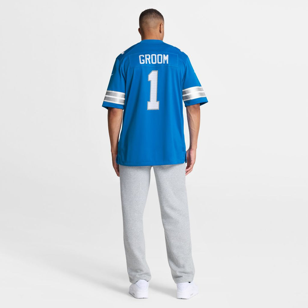 Number 1 Groom Detroit Lions Nike Game Jersey - Blue Official NFL Team Apparel Football Fan Gear