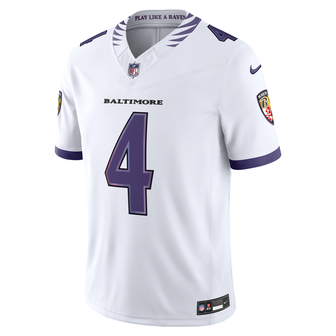 Zay Flowers Baltimore Ravens Nike Vapor F.U.S.E. Stitched Limited Jersey - White Official NFL Team Apparel Football Fan Gear