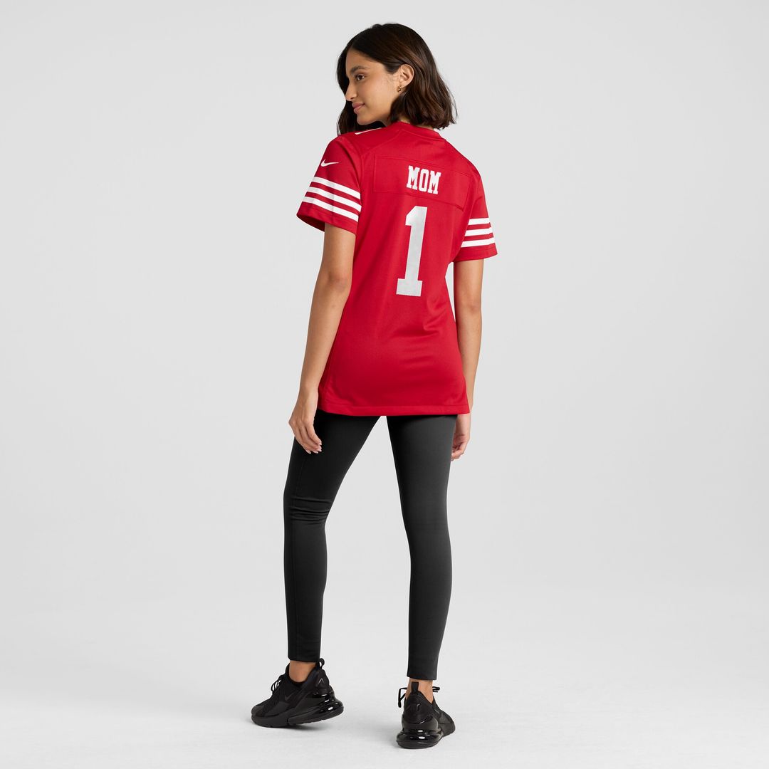 Number 1 Mom San Francisco 49ers Nike Women's Game Jersey - Scarlet Official NFL Team Apparel Football Fan Gear