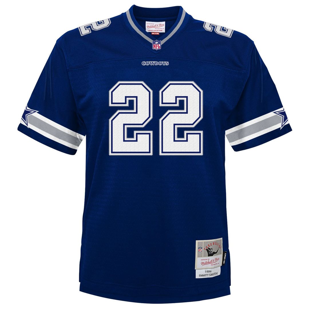 Emmitt Smith Dallas Cowboys Mitchell & Ness Youth 1994 Alternate Legacy Jersey - White Official NFL Team Apparel Football Fan Gear