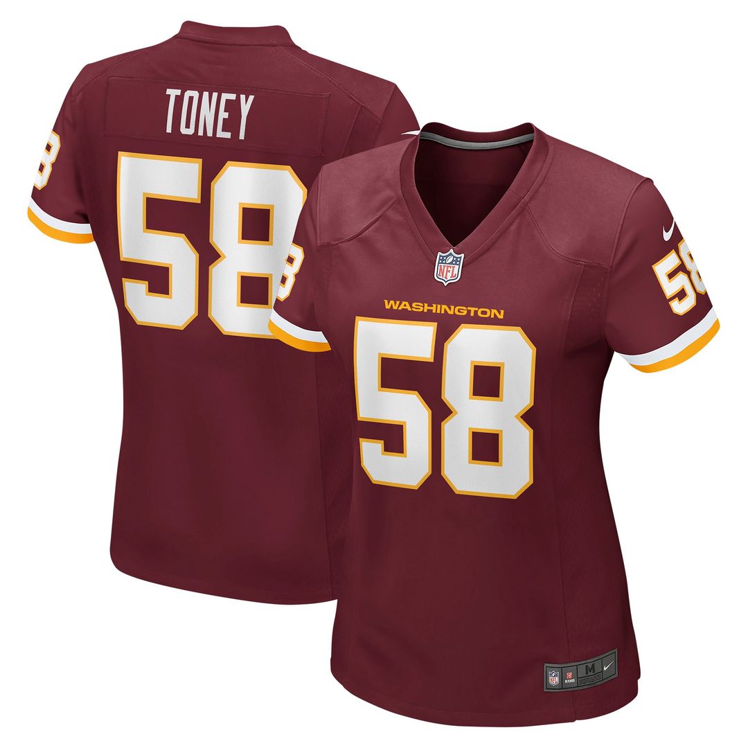 Shaka Toney Washington Football Team Nike Women's Game Jersey - Burgundy Official NFL Team Apparel Football Fan Gear