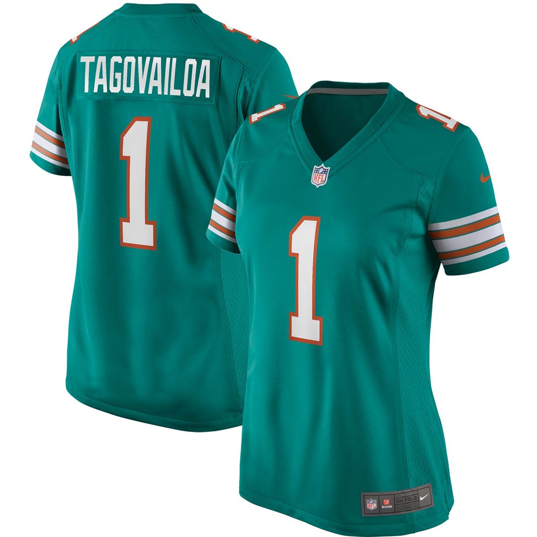 Tua Tagovailoa Miami Dolphins Nike Women's Alternate Game Jersey - Aqua Official NFL Team Apparel Football Fan Gear