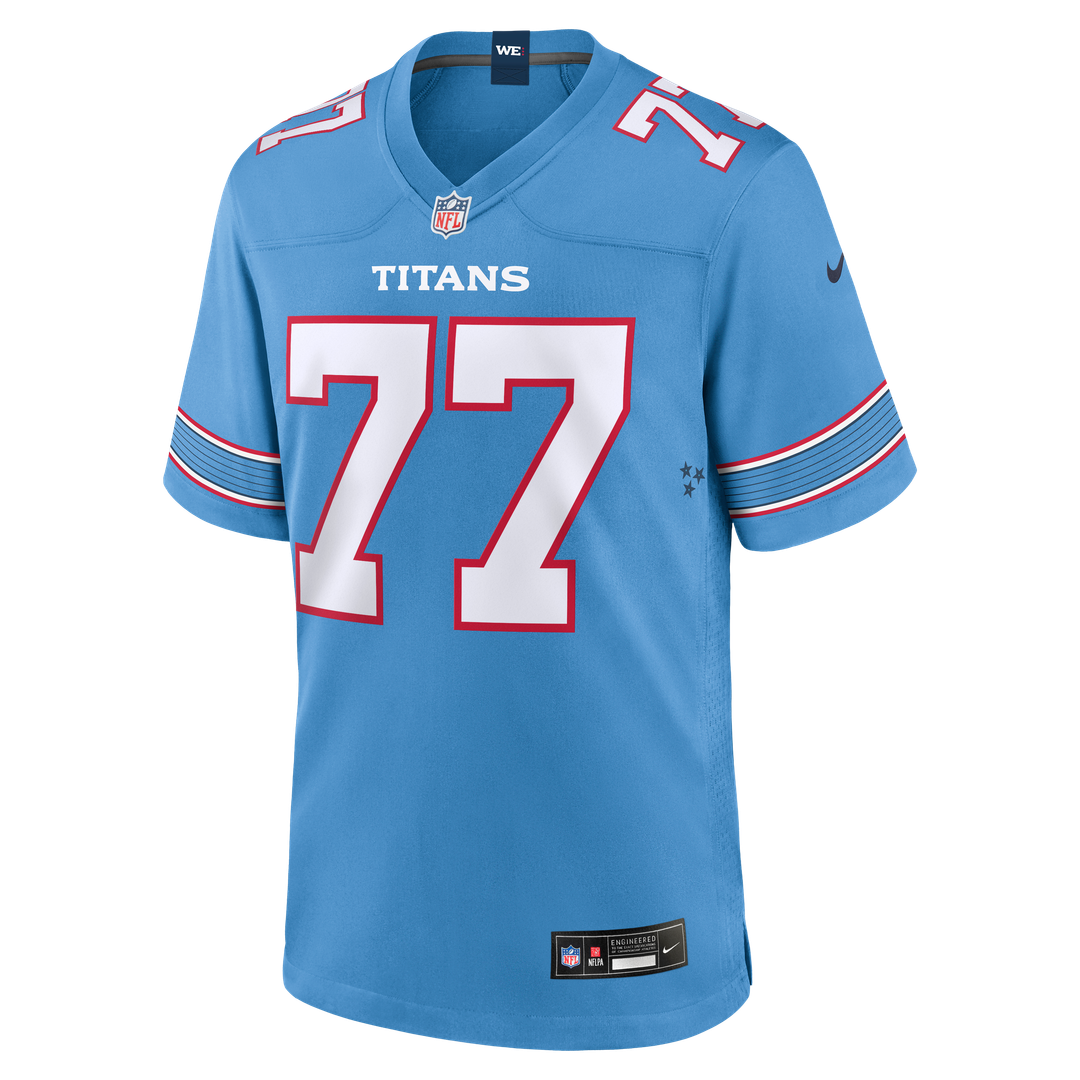 Peter Skoronski Tennessee Titans Nike Game Jersey - Light Blue Official NFL Team Apparel Football Fan Gear