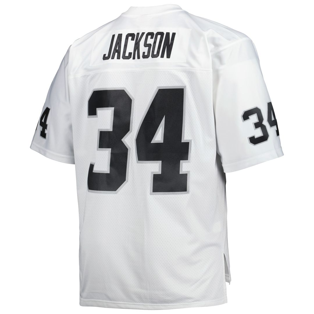 Bo Jackson Las Vegas Raiders Mitchell & Ness Big & Tall 1988 Retired Player Replica Jersey - White Official NFL Team Apparel Football Fan Gear