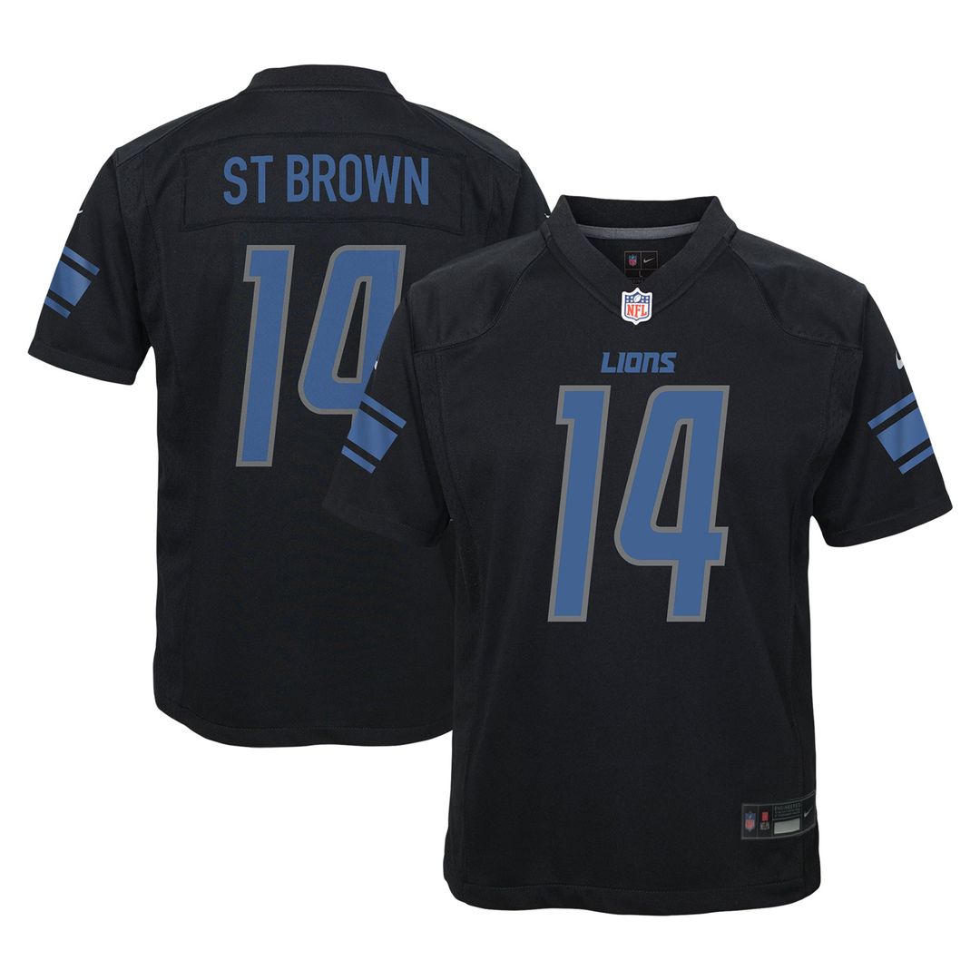 Amon-Ra St. Brown Detroit Lions Nike Youth Game Jersey - Black Official NFL Team Apparel Football Fan Gear